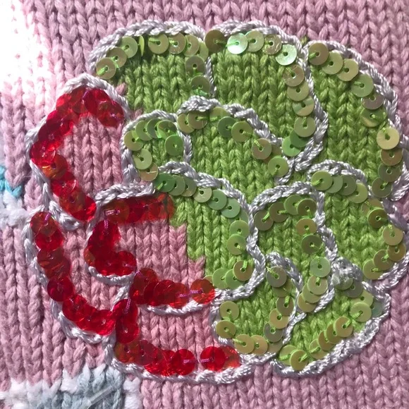 Handknits by Storybook Knits Sequin Peonies Embroidered Cardigan Cottagecore 1X - Picture 16 of 16